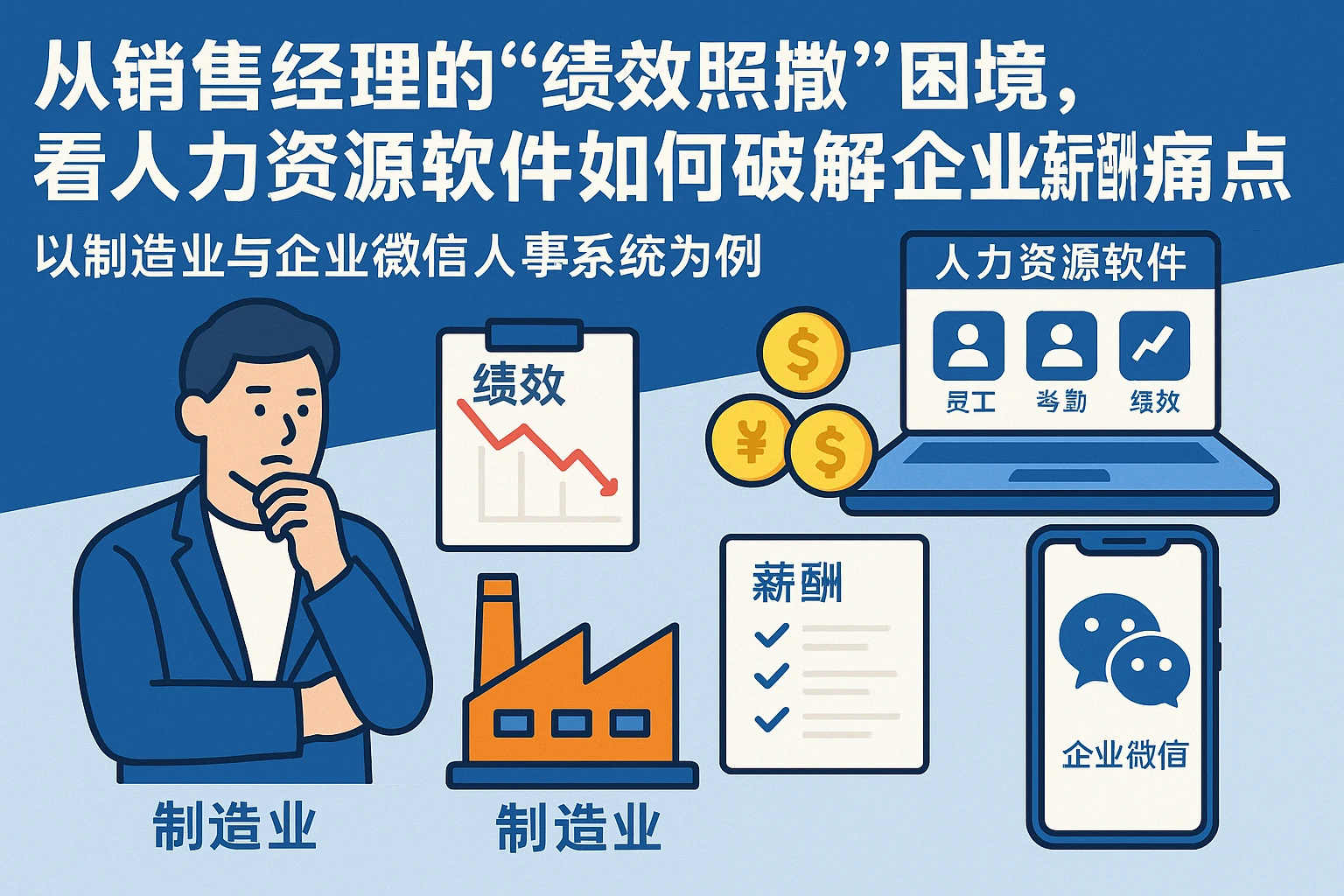 从销售经理的“绩效照搬”困境，看人力资源软件如何破解企业薪酬体系痛点——以制造业与企业微信人事系统为例