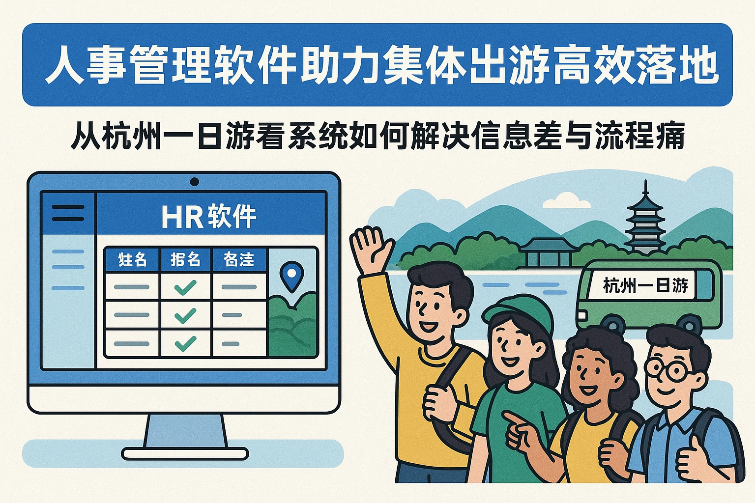 人事管理软件助力集体出游高效落地：从杭州一日游看系统如何解决信息差与流程痛