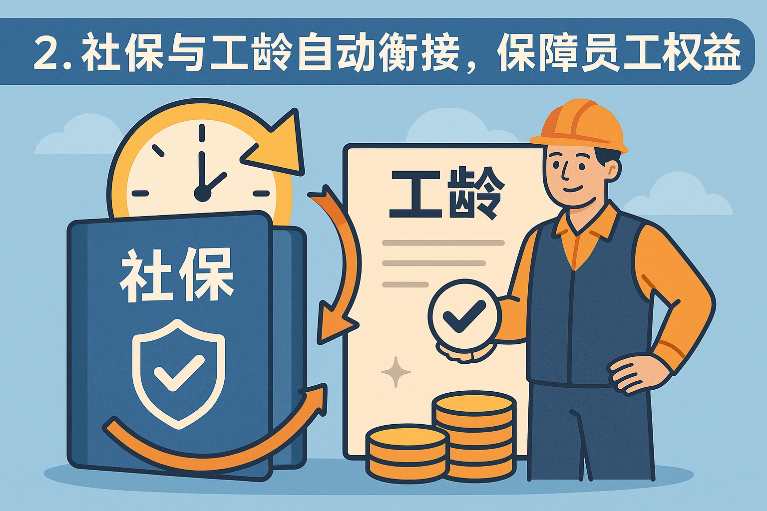 2. 社保与工龄自动衔接，保障员工权益
