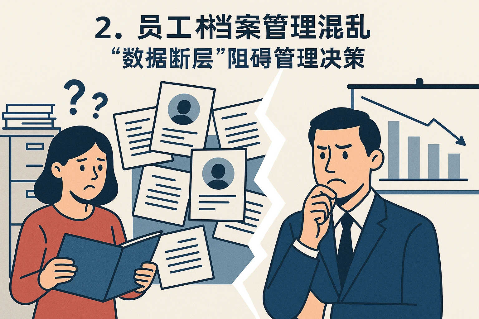 2. 员工档案管理混乱，“数据断层”阻碍管理决策