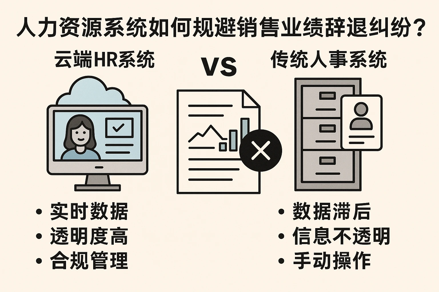 人力资源系统如何规避销售业绩辞退纠纷？云端HR系统vs传统人事系统的关键差异