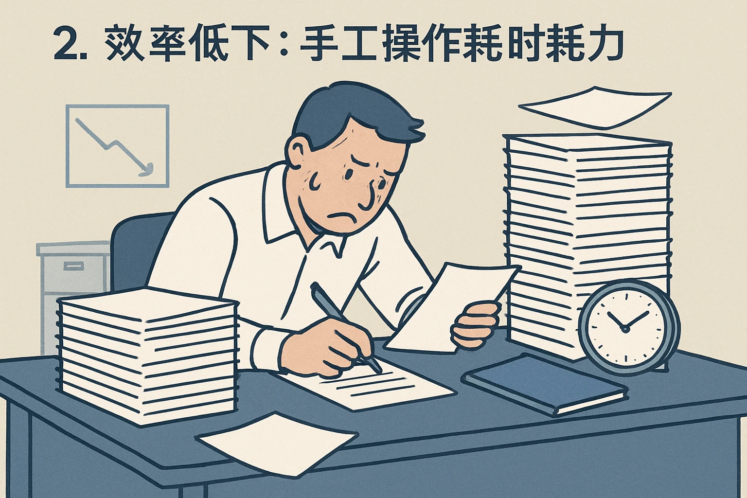 2. 效率低下：手工操作耗时耗力