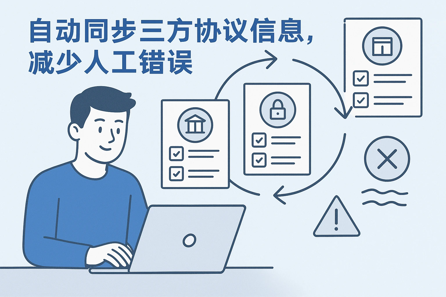 2. 自动同步三方协议信息，减少人工错误
