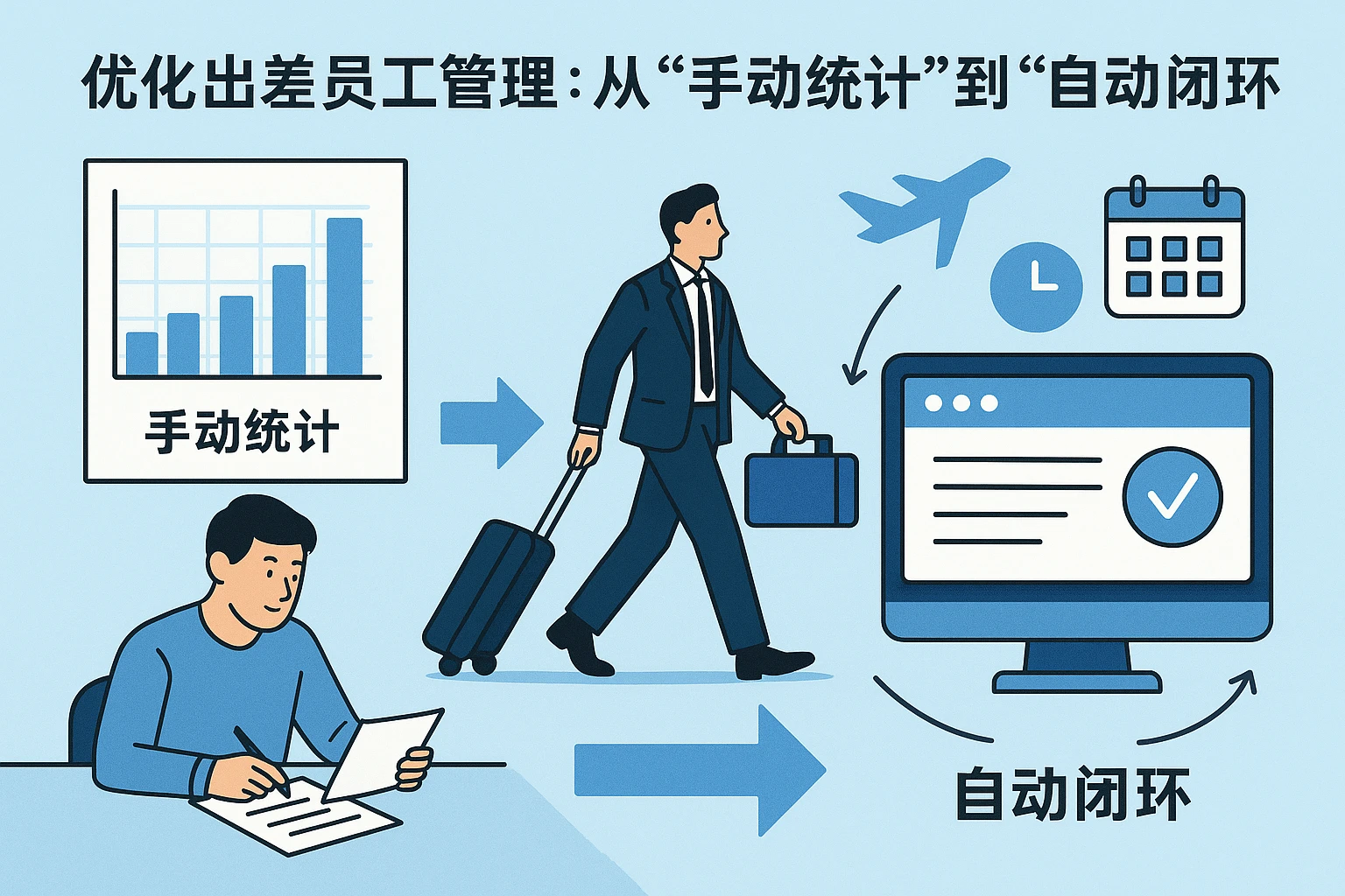 2. 优化出差员工管理：从“手动统计”到“自动闭环”