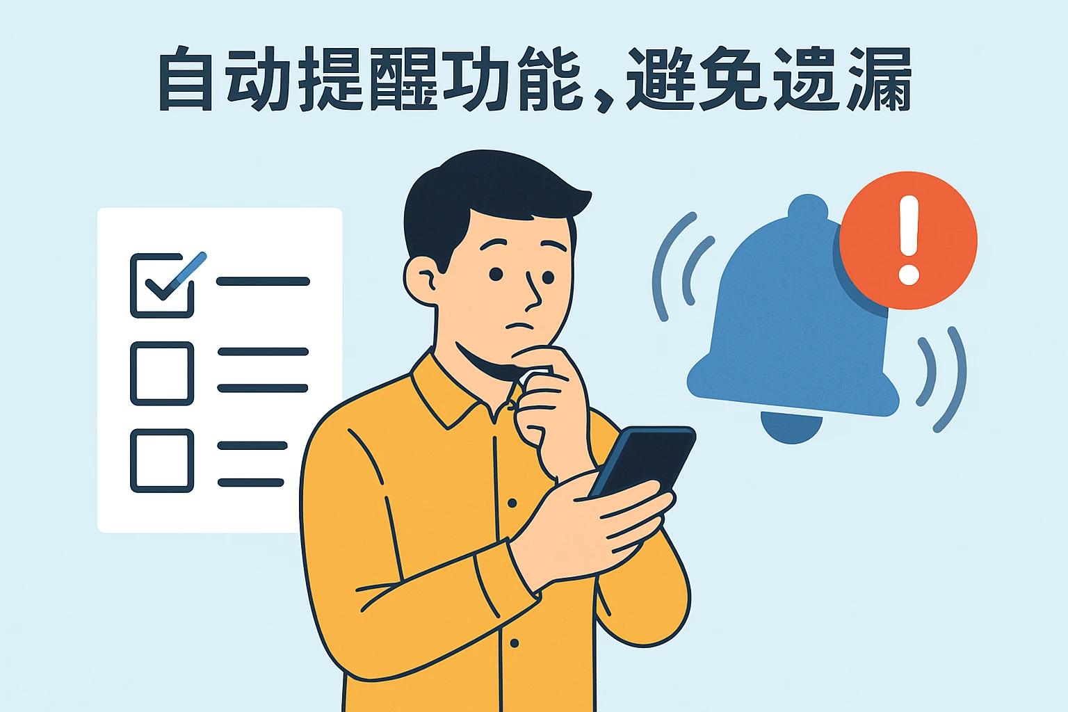 2. 自动提醒功能，避免遗漏
