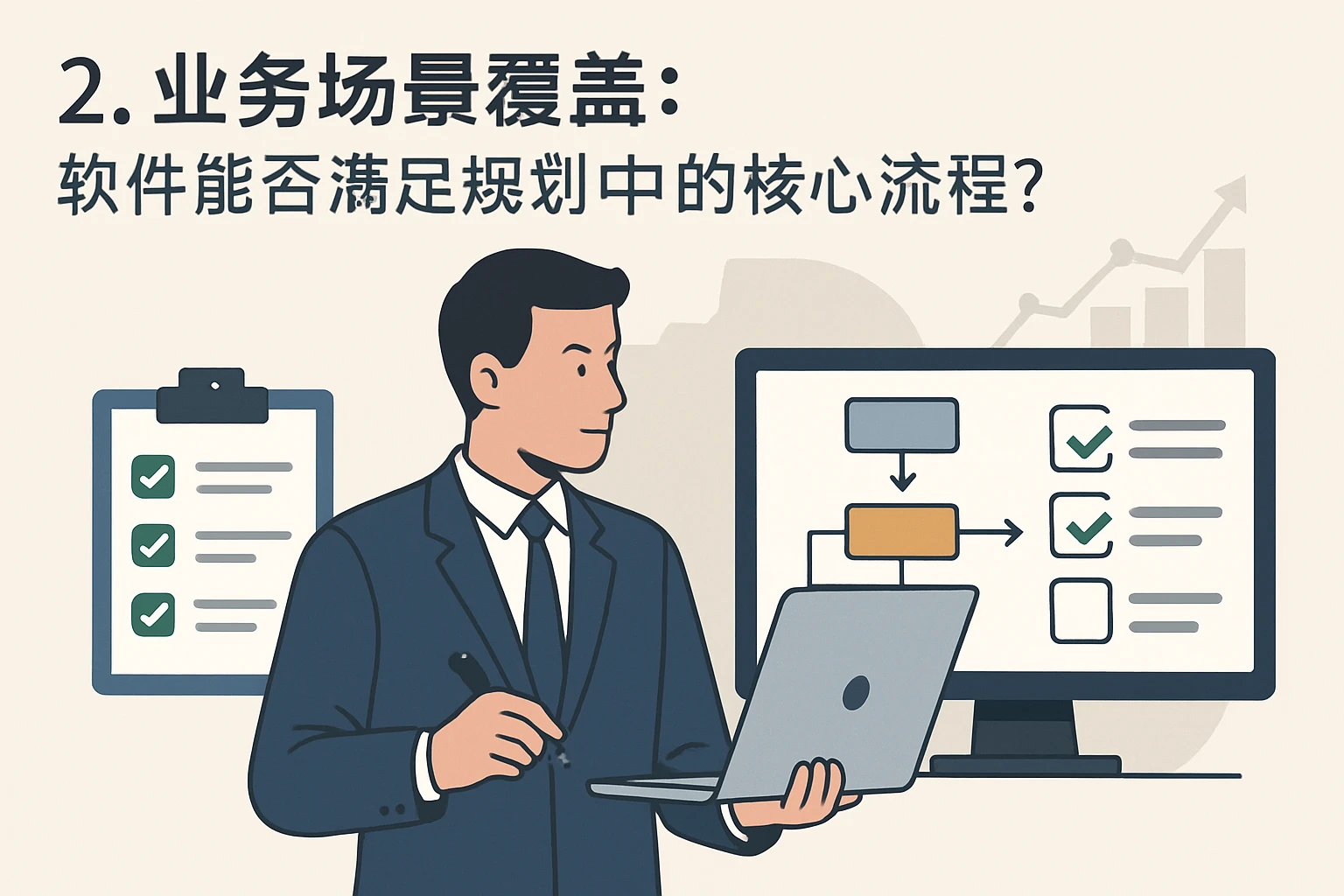 2. 业务场景覆盖：软件能否满足规划中的核心流程？