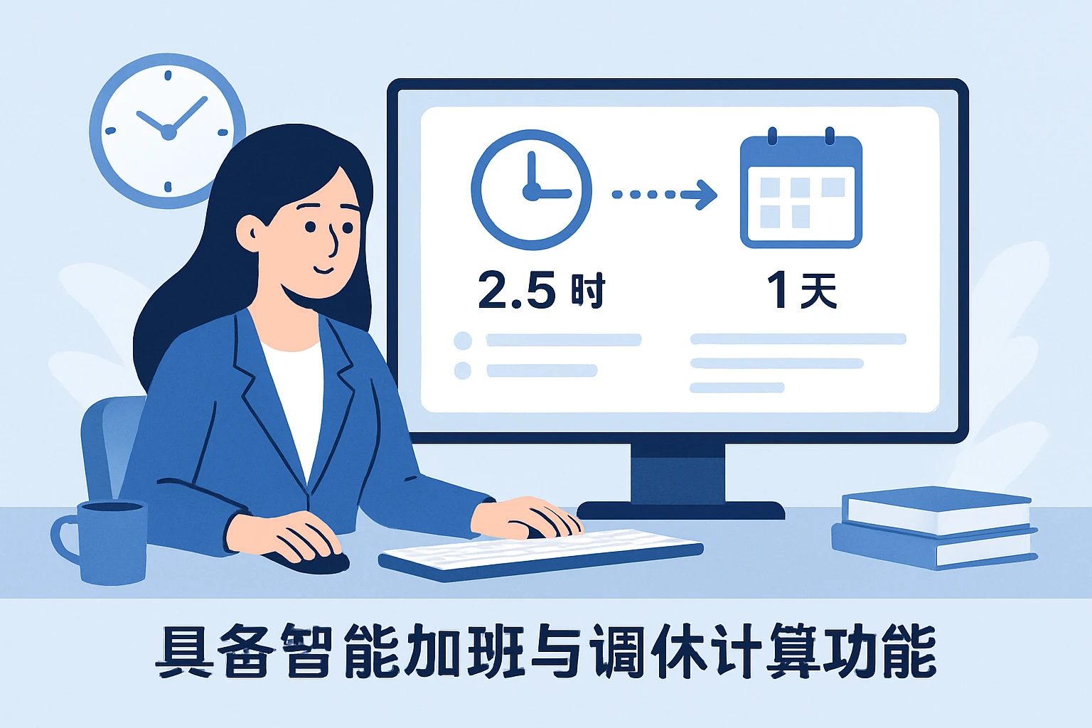 2. 具备智能加班与调休计算功能