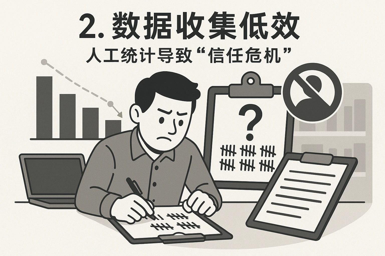 2. 数据收集低效:人工统计导致“信任危机”