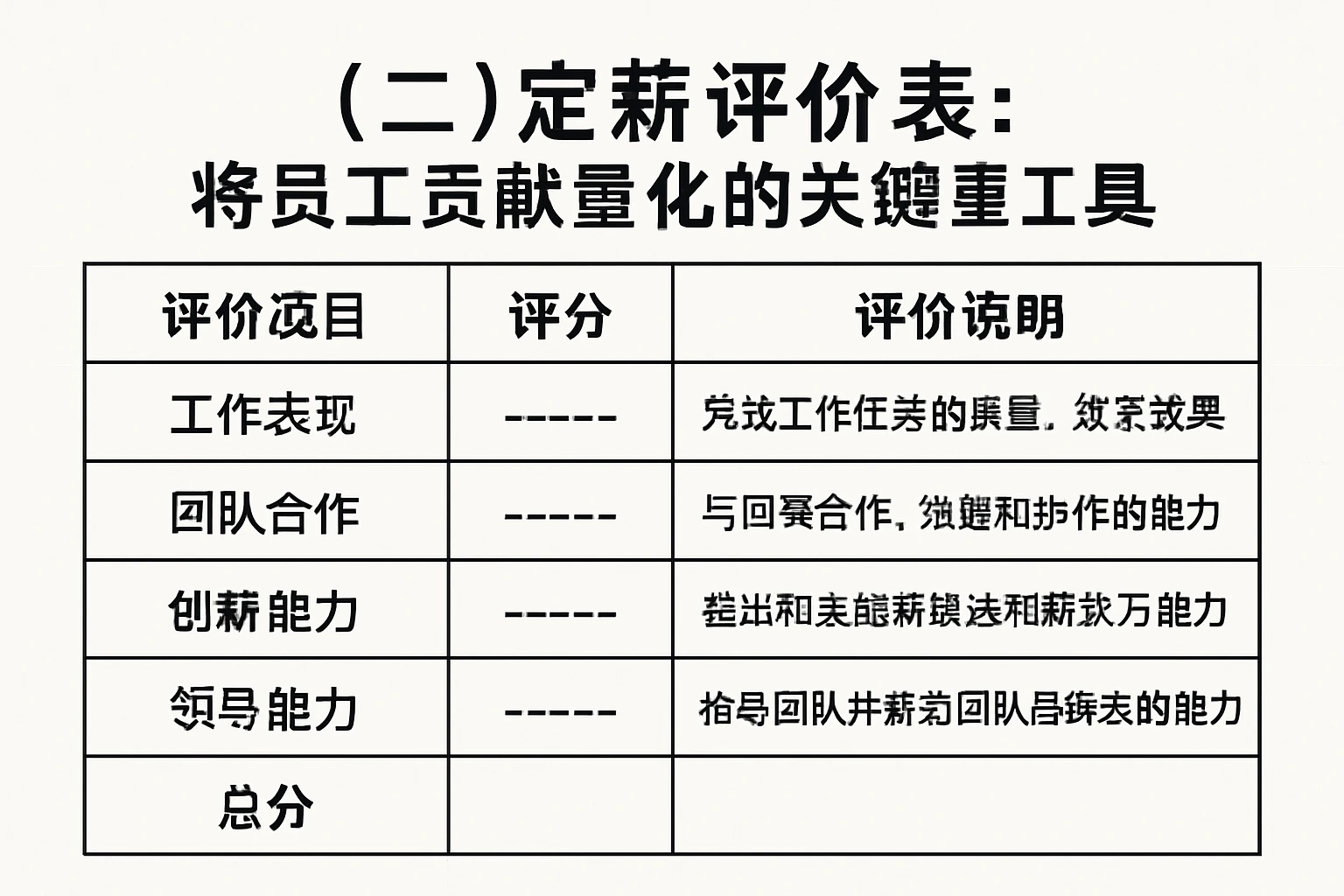 （二）定薪评价表：将员工贡献量化的关键工具