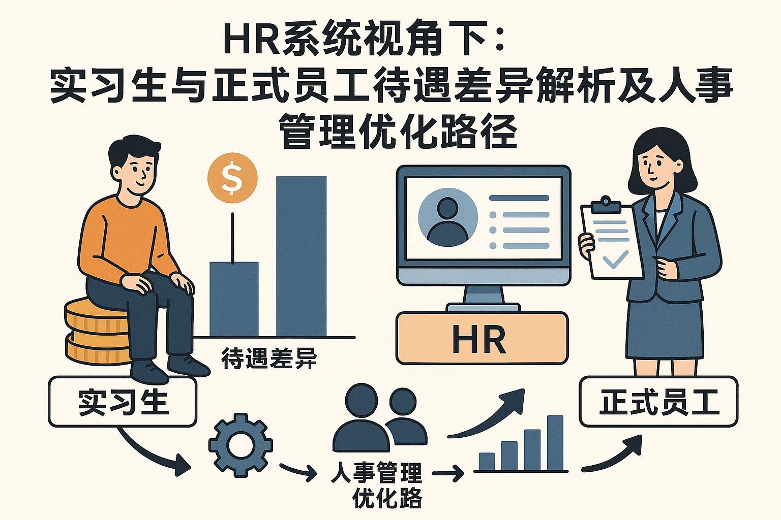 HR系统视角下：实习生与正式员工待遇差异解析及人事管理优化路径