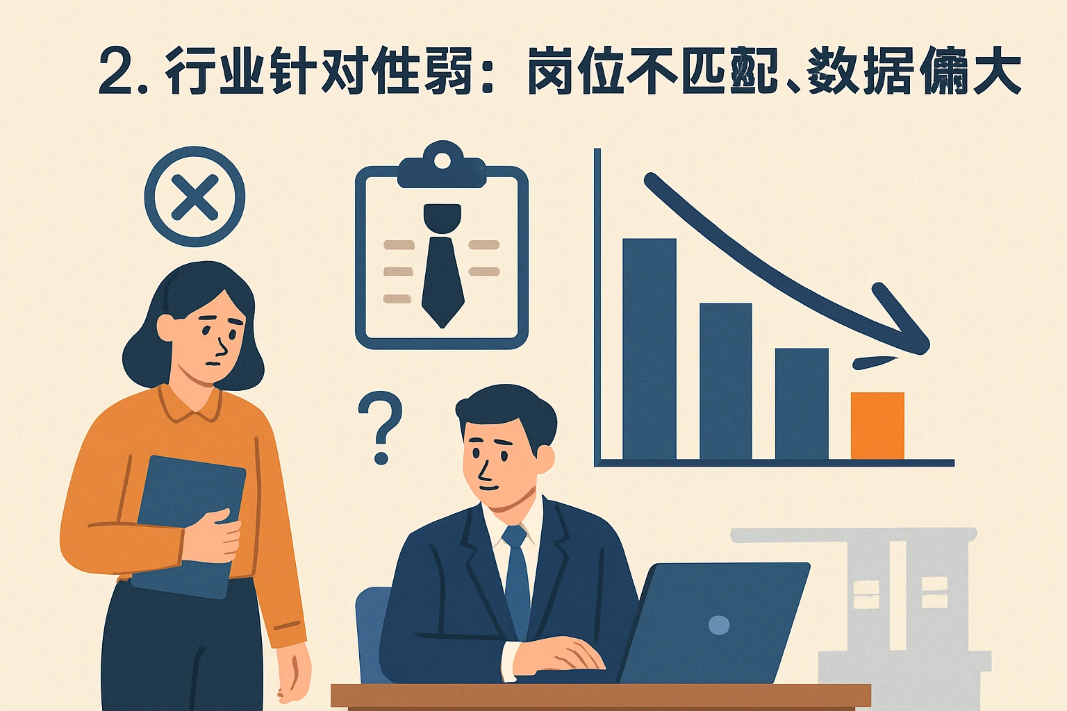 2. 行业针对性弱：岗位不匹配，数据偏差大