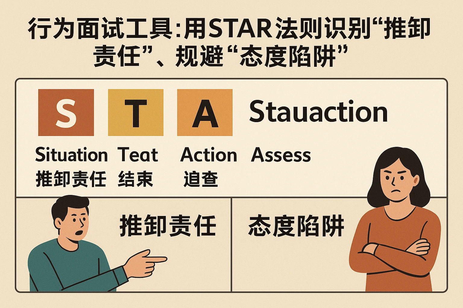 2. 行为面试工具：用STAR法则识别“推卸责任”，规避“态度陷阱”
