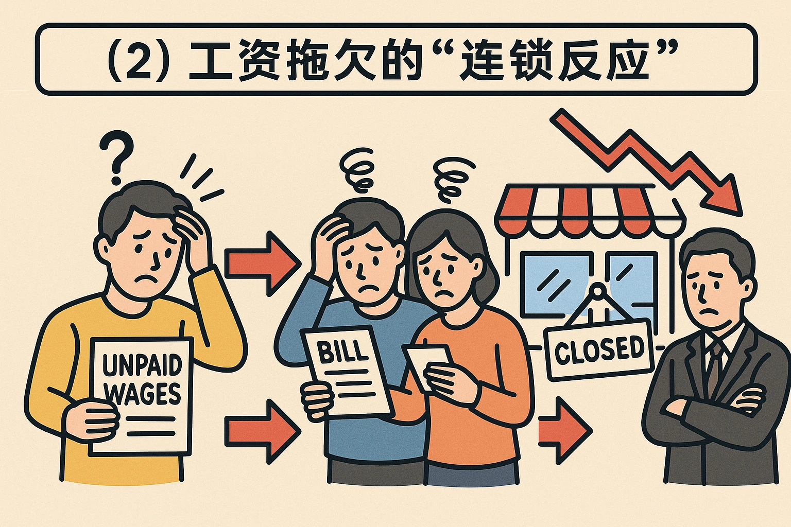 （2）工资拖欠的“连锁反应”