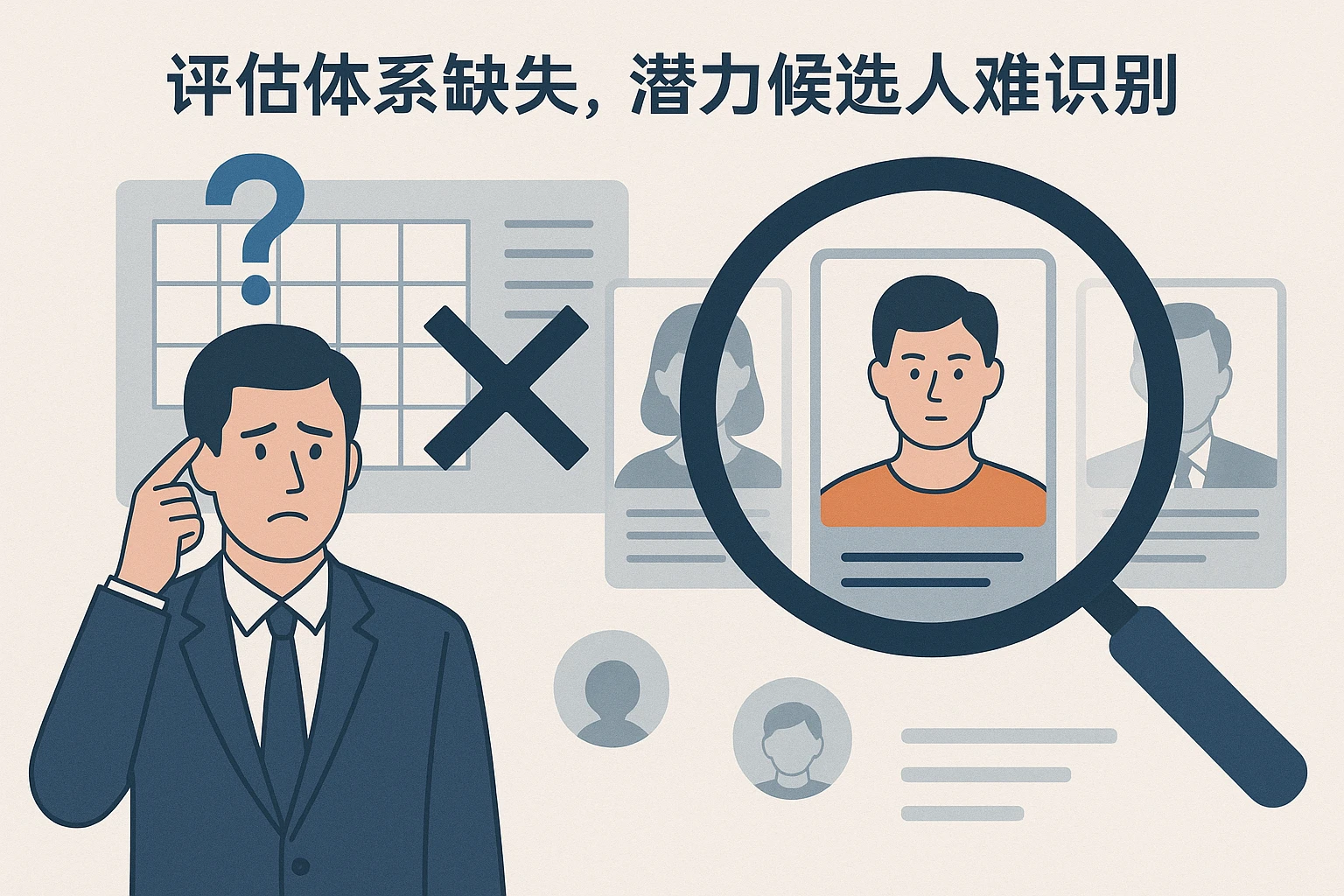 2. 评估体系缺失，潜力候选人难识别
