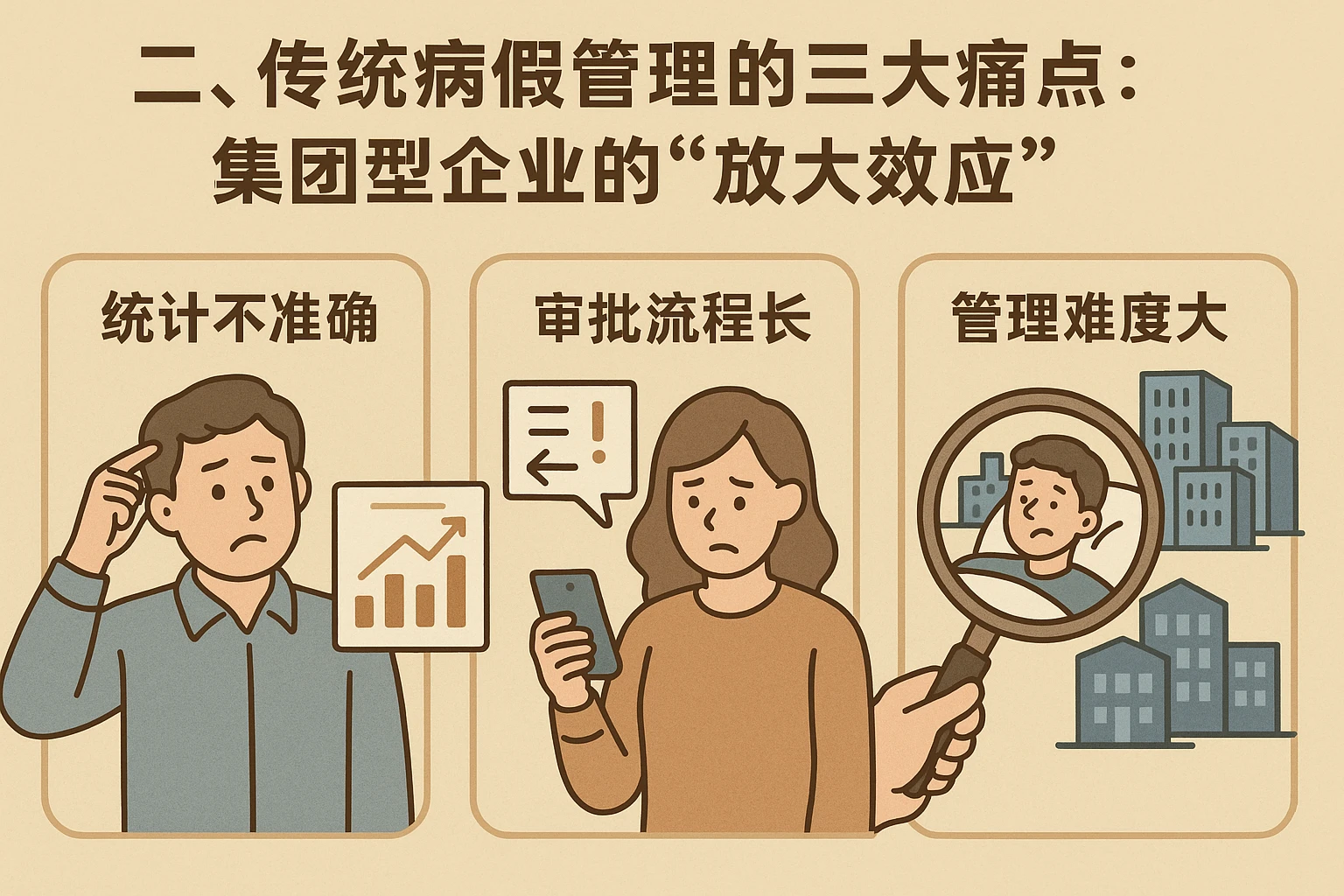 二、传统病假管理的三大痛点：集团型企业的“放大效应”