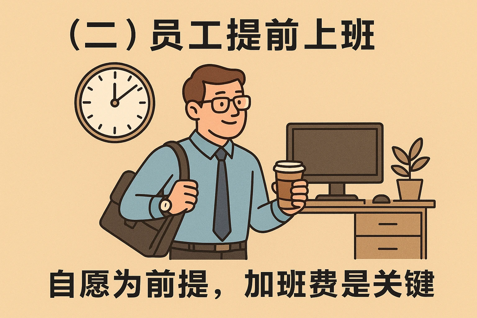 （二）员工提前上班：自愿为前提，加班费是关键