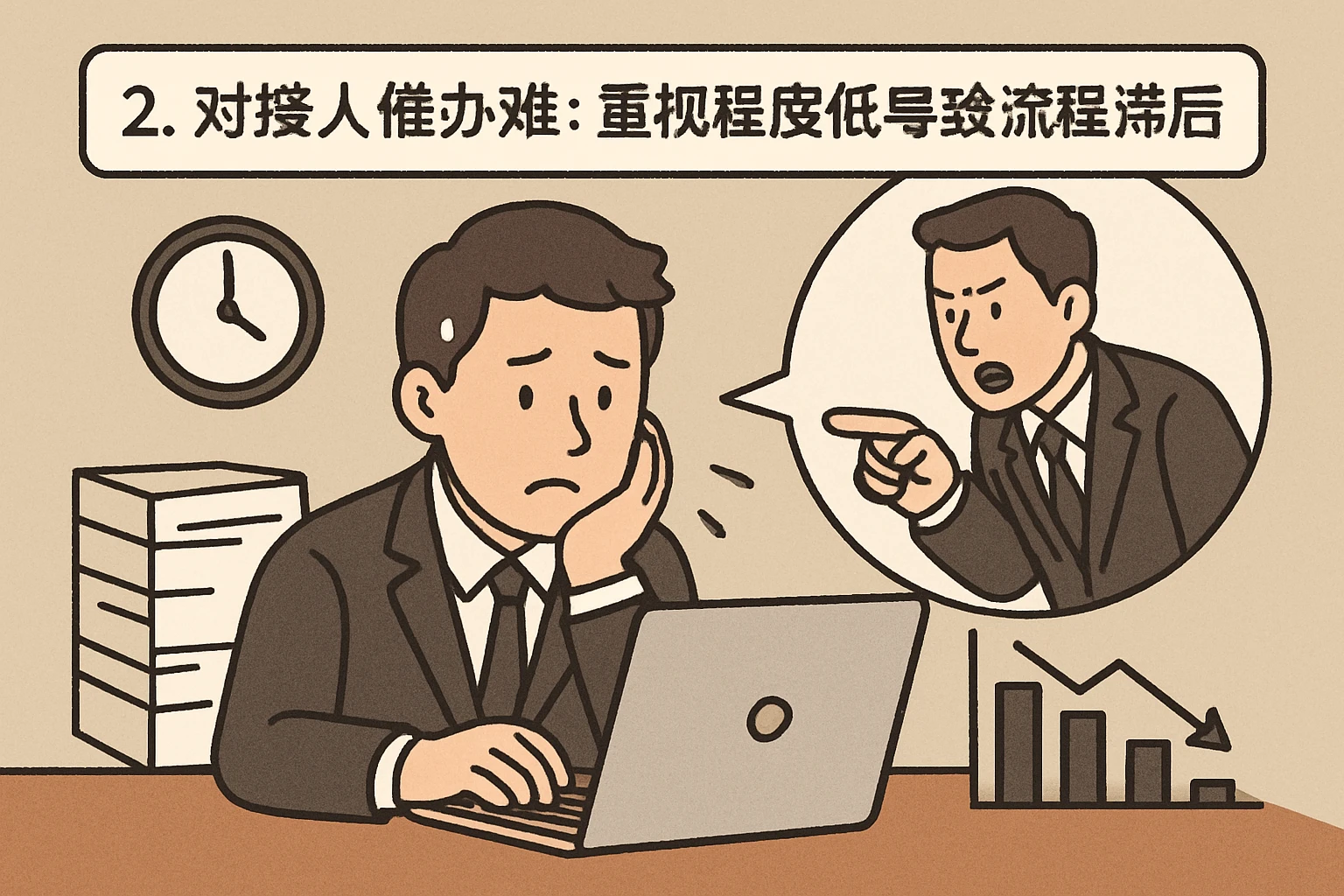 2. 对接人催办难：重视程度低导致流程滞后
