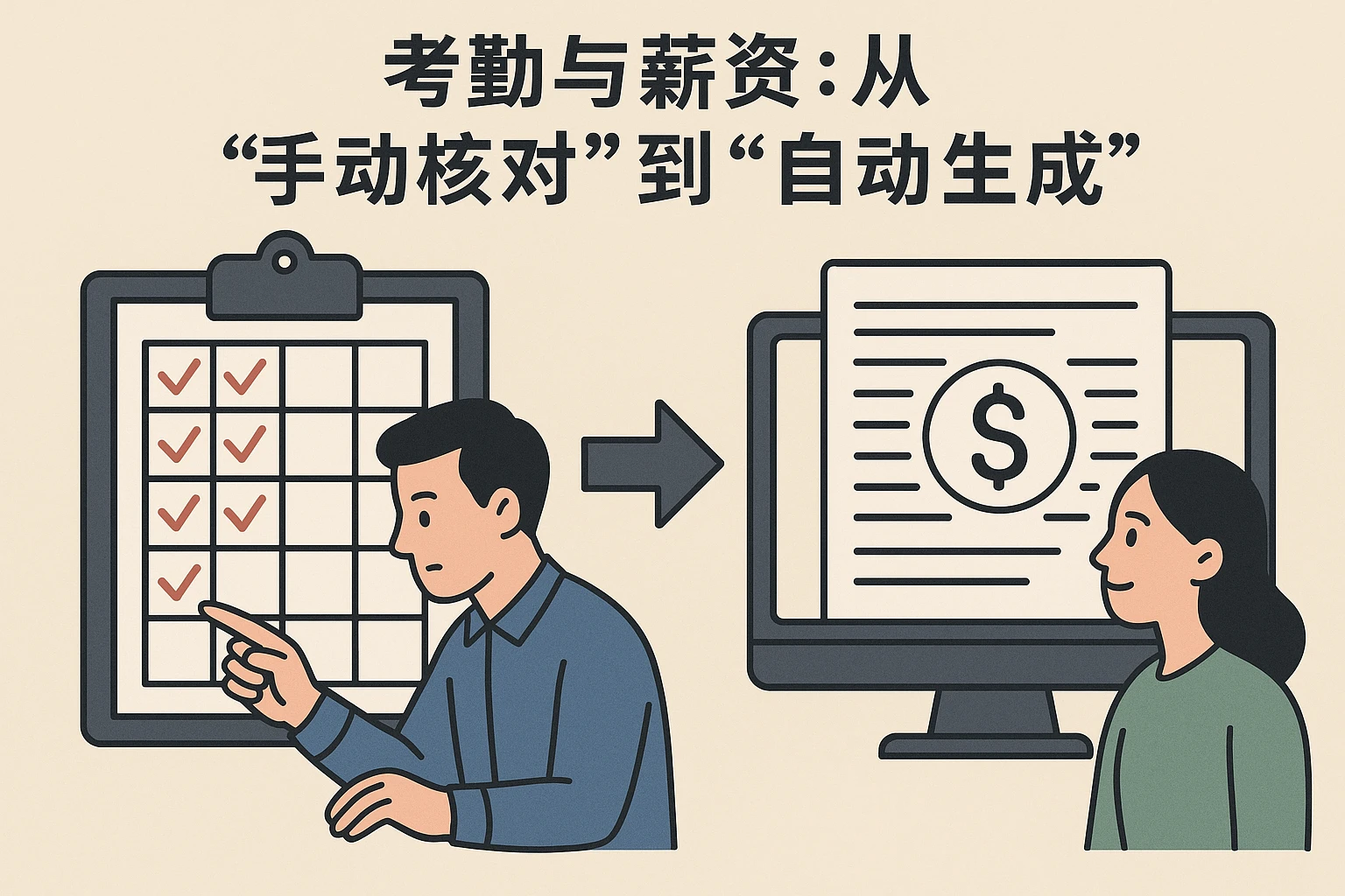 2. 考勤与薪资：从“手动核对”到“自动生成”