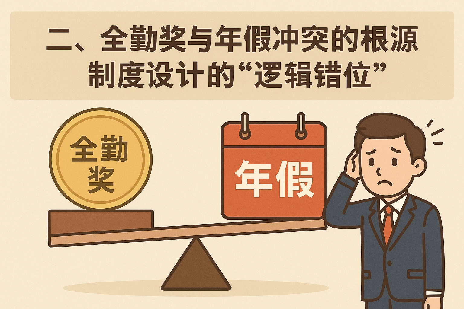 二、全勤奖与年假冲突的根源：制度设计的“逻辑错位”