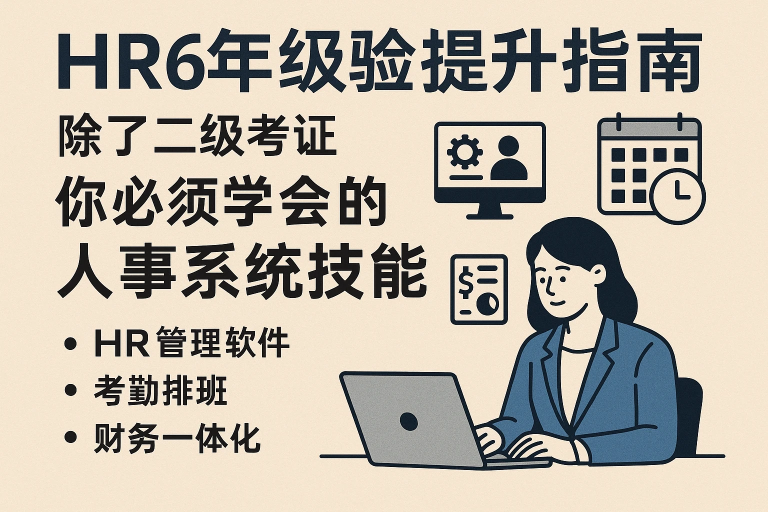 HR6年经验提升指南：除了二级考证，你必须学会的人事系统技能（HR管理软件/考勤排班/财务一体化）