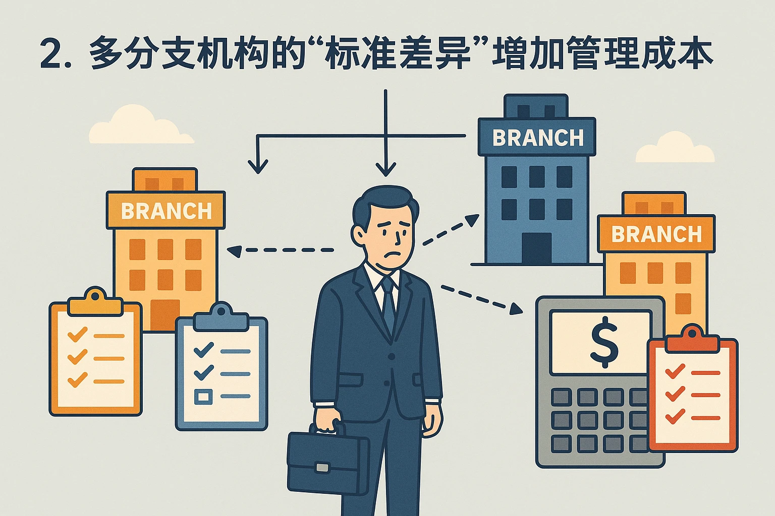 2. 多分支机构的“标准差异”增加管理成本