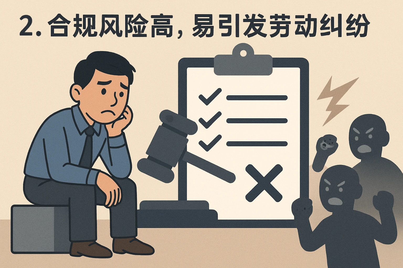 2. 合规风险高，易引发劳动纠纷