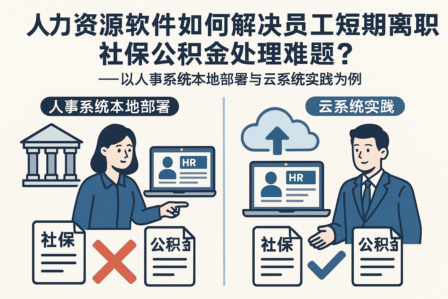 人力资源软件如何解决员工短期离职社保公积金处理难题？——以人事系统本地部署与云系统实践为例