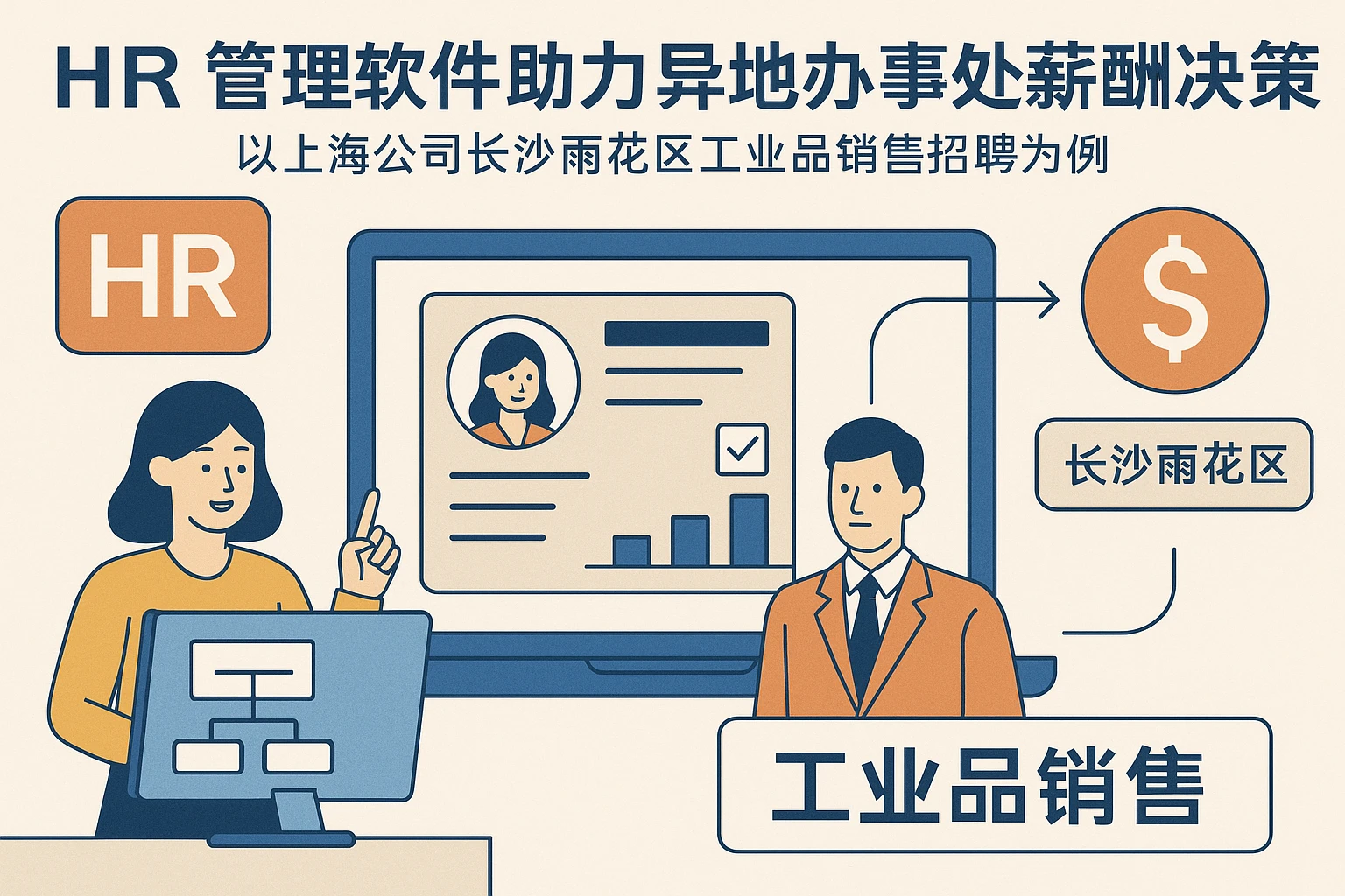HR管理软件助力异地办事处薪酬决策——以上海公司长沙雨花区工业品销售招聘为例