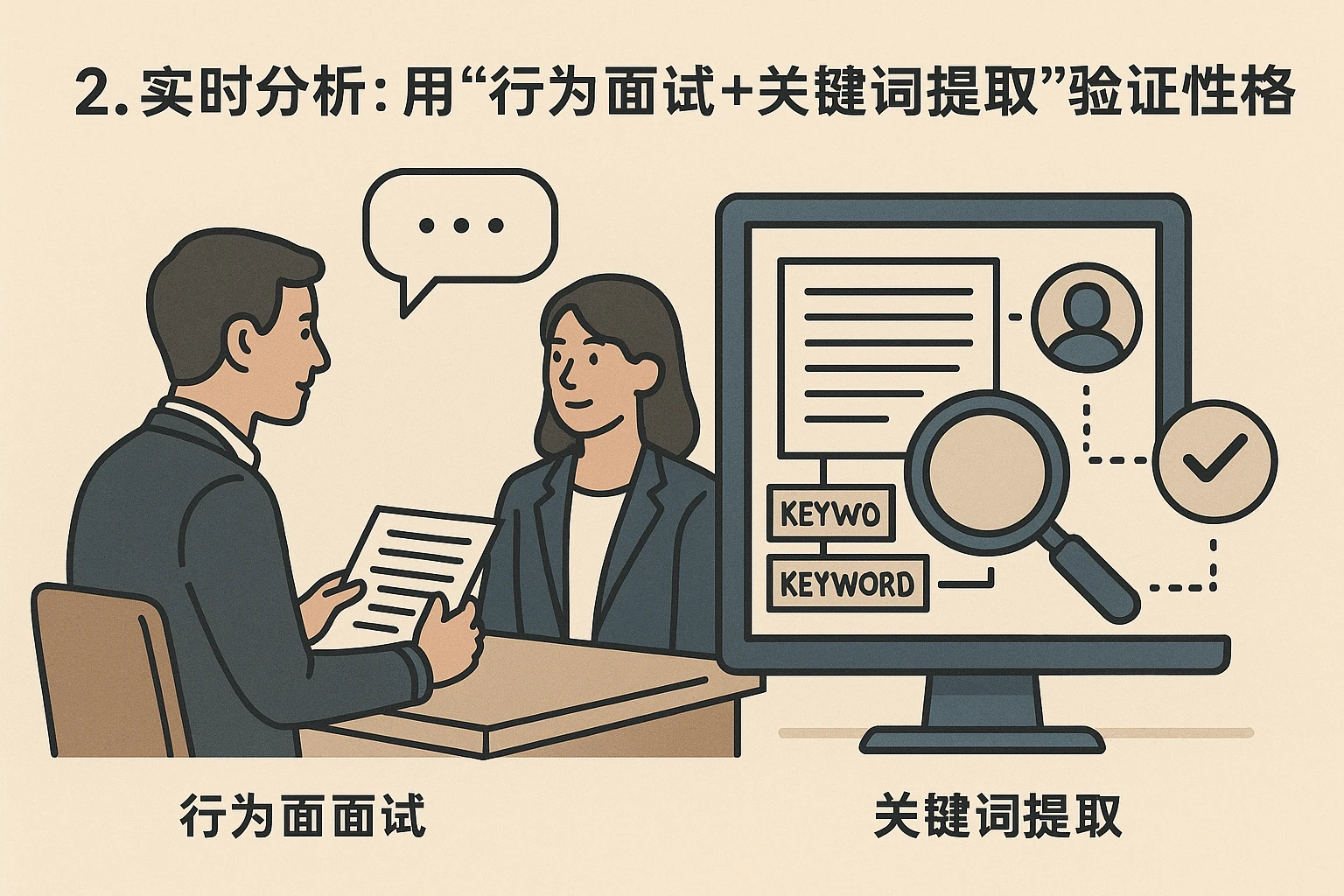 2. 实时分析：用“行为面试+关键词提取”验证性格