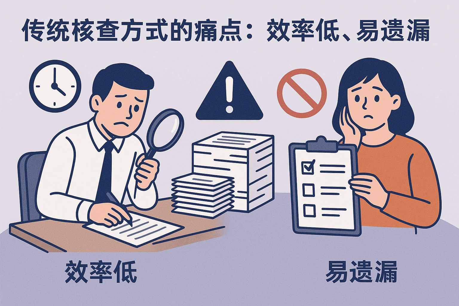 2. 传统核查方式的痛点：效率低、易遗漏