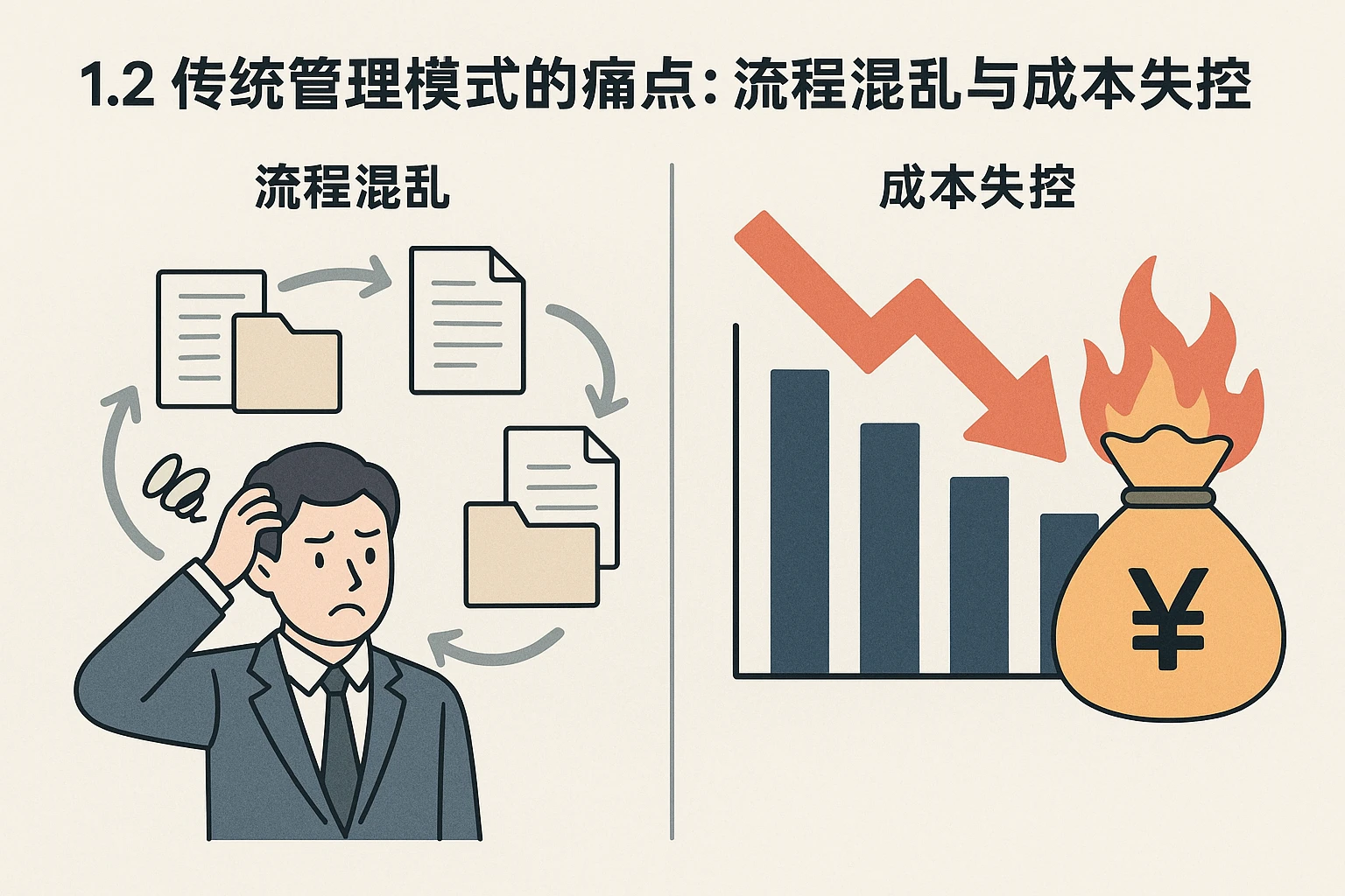 1.2 传统管理模式的痛点：流程混乱与成本失控