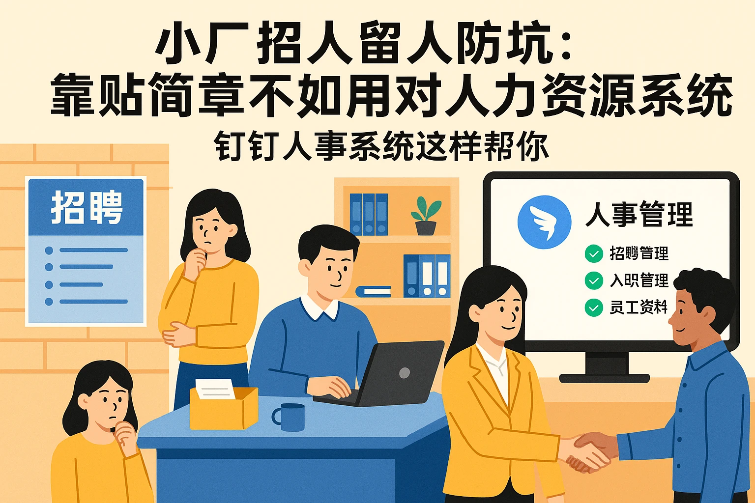 小厂招人留人防坑：靠贴简章不如用对人力资源系统，钉钉人事系统这样帮你