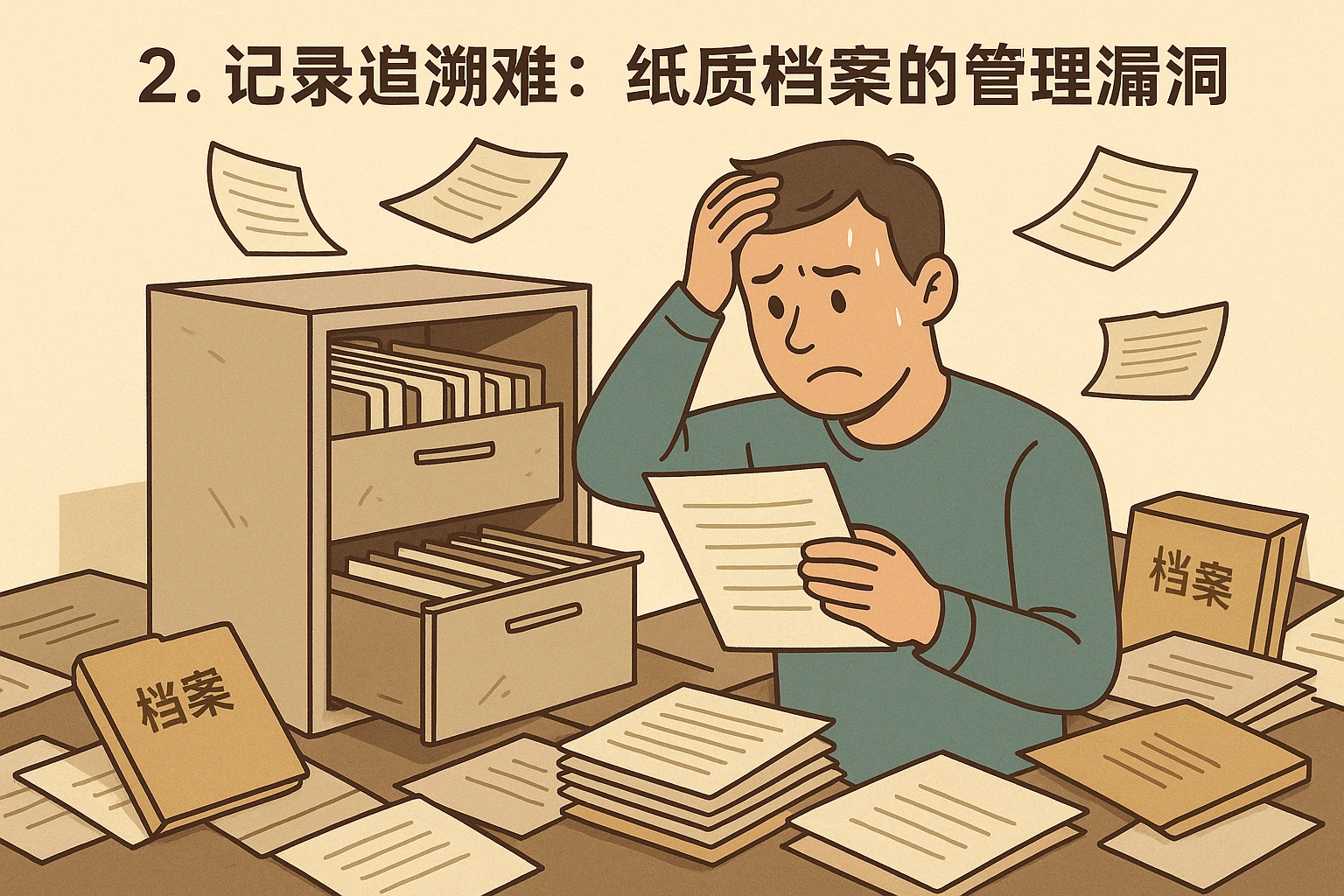 2. 记录追溯难：纸质档案的管理漏洞