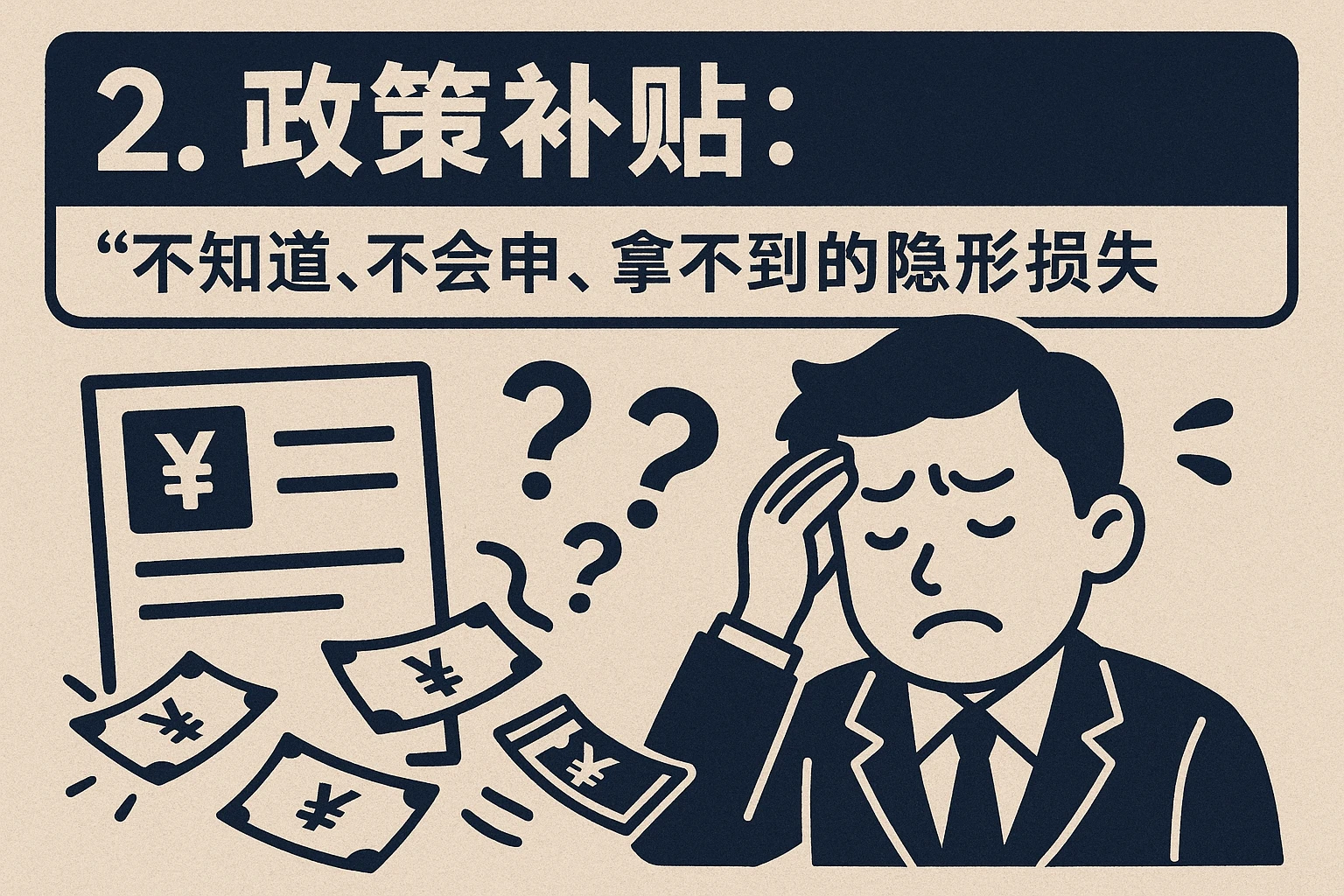 2. 政策补贴：“不知道、不会申、拿不到”的隐形损失