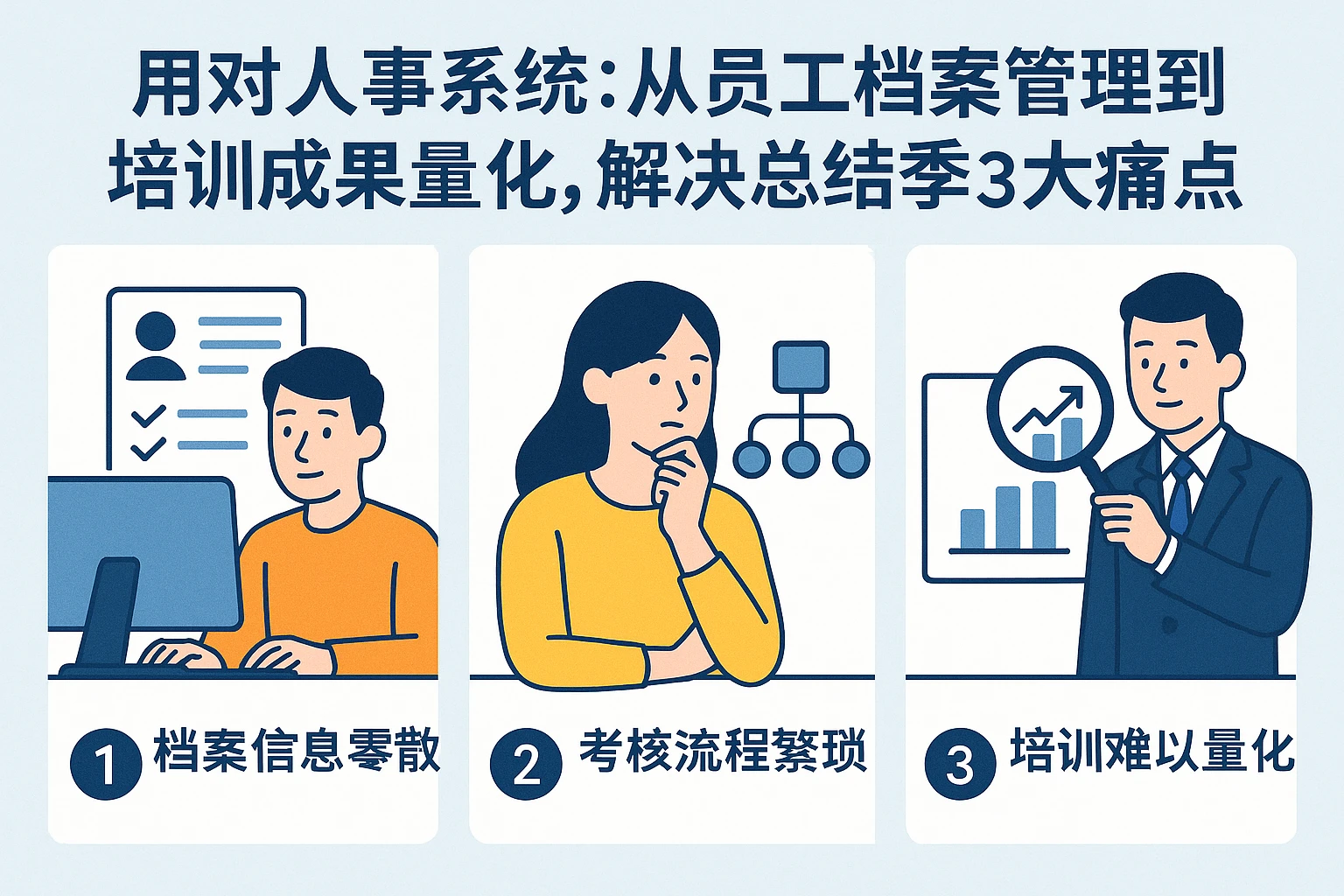用对人事系统：从员工档案管理到培训成果量化，解决总结季的3大痛点