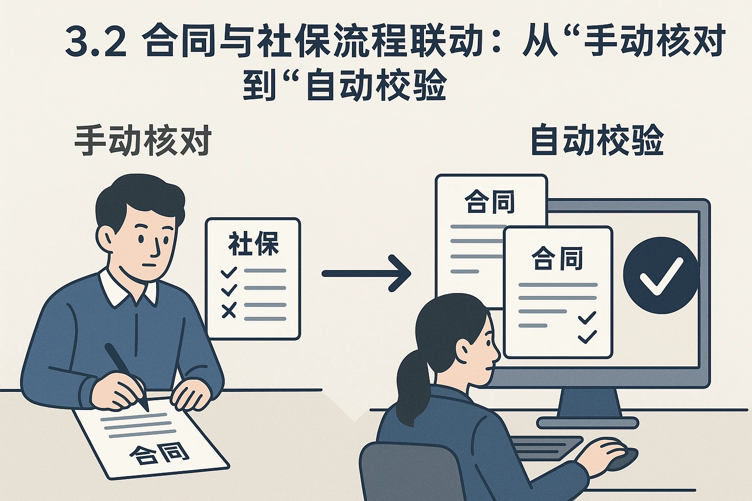 3.2 合同与社保流程联动：从“手动核对”到“自动校验”