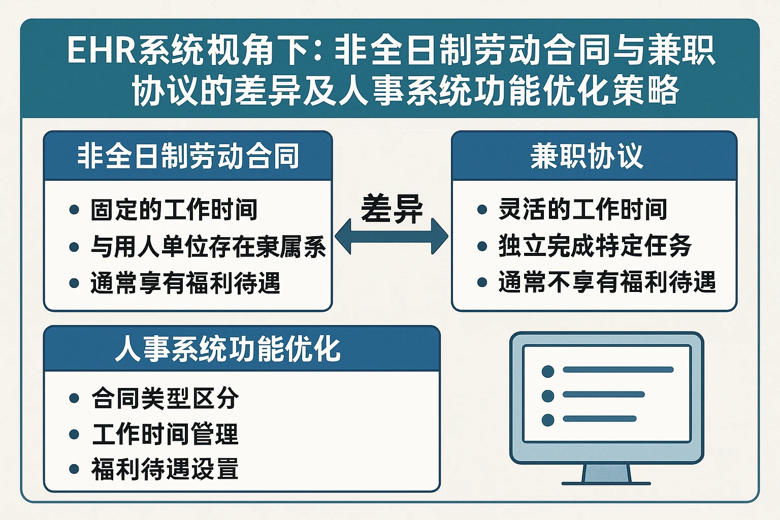 EHR系统视角下：非全日制劳动合同与兼职协议的差异及人事系统功能优化策略