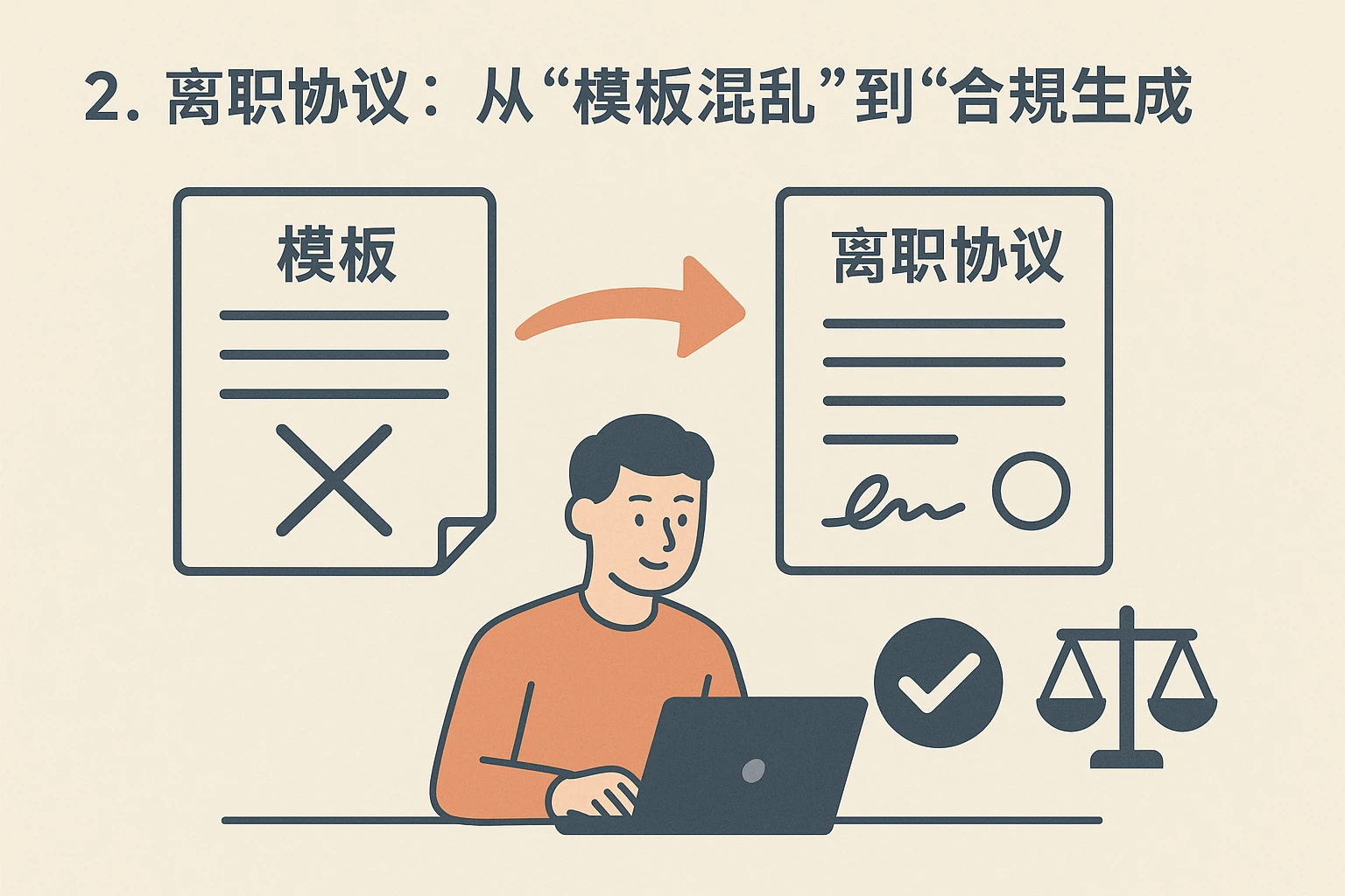 2. 离职协议：从“模板混乱”到“合规生成”