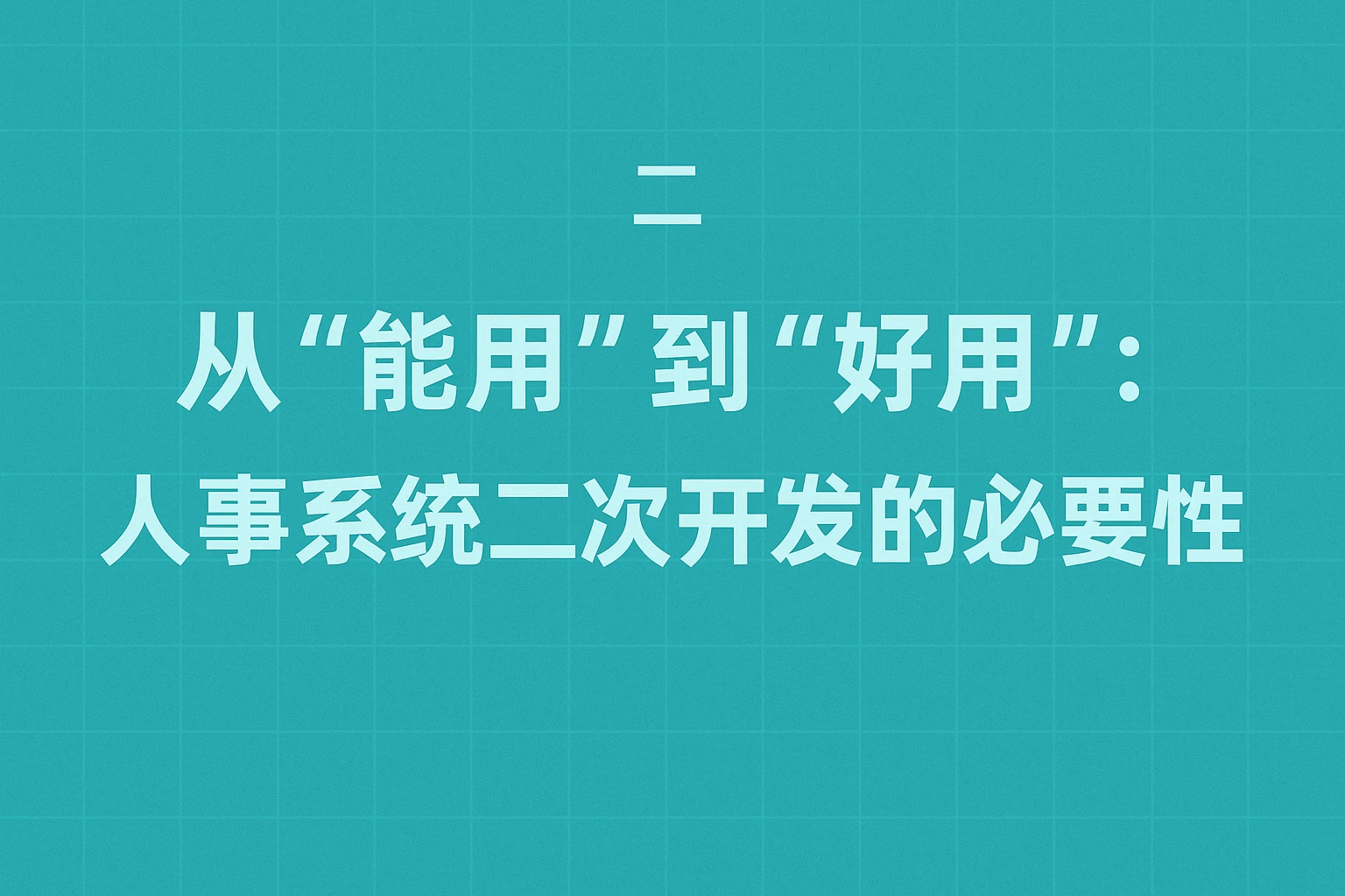 二、从“能用”到“好用”：人事系统二次开发的必要性