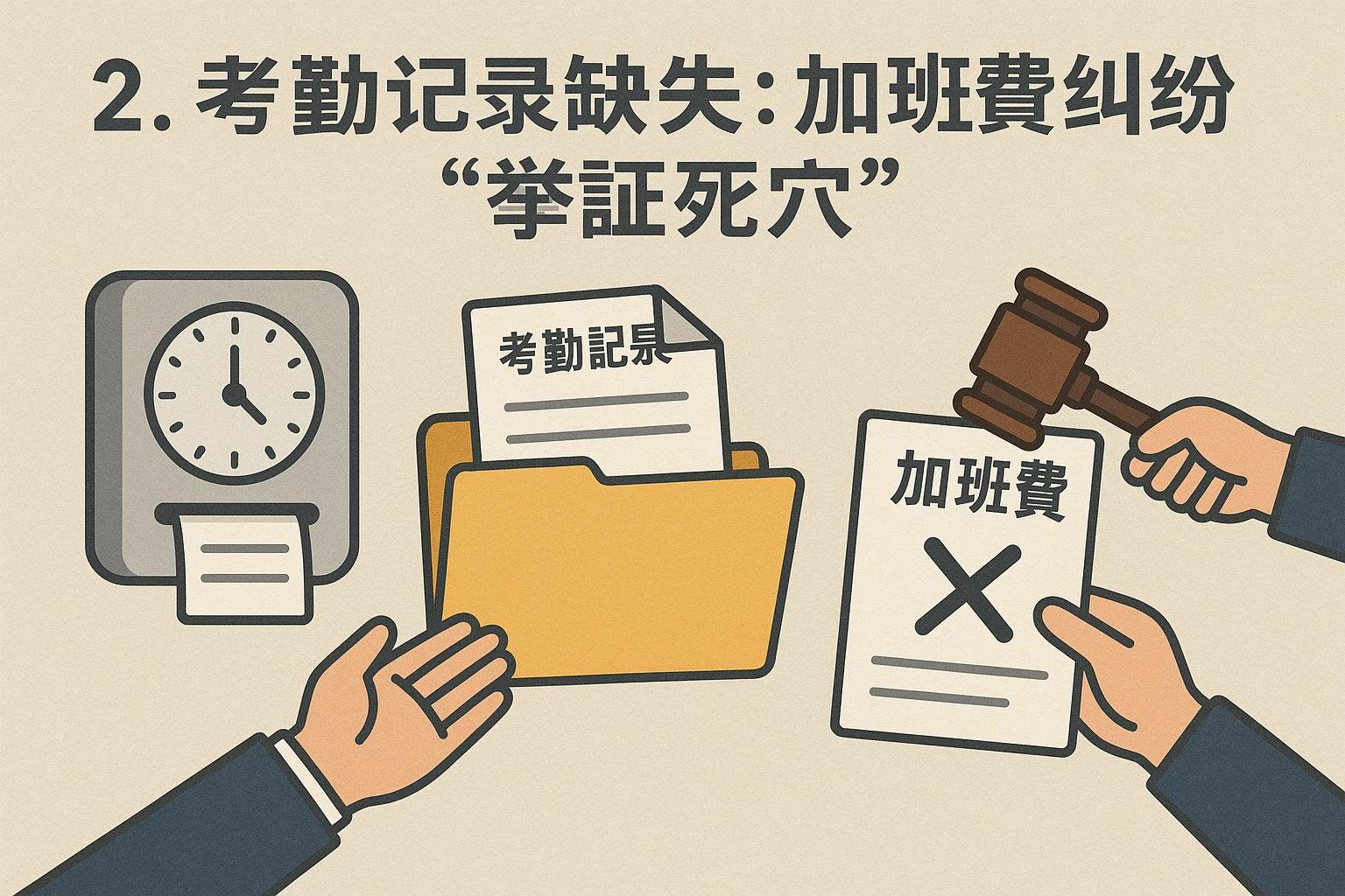 2. 考勤记录缺失：加班费纠纷的“举证死穴”