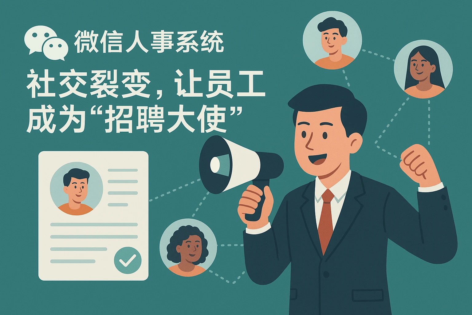 2. 微信人事系统：社交裂变，让员工成为“招聘大使”