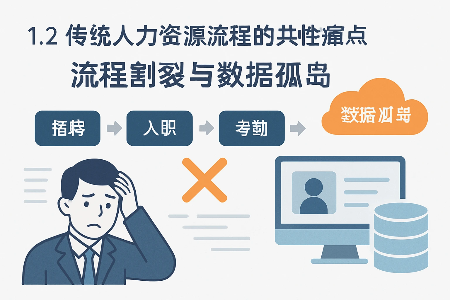 1.2 传统人力资源流程的共性痛点：流程割裂与数据孤岛