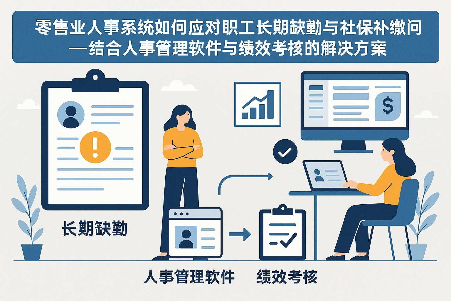 零售业人事系统如何应对职工长期缺勤与社保补缴问题——结合人事管理软件与绩效考核的解决方案