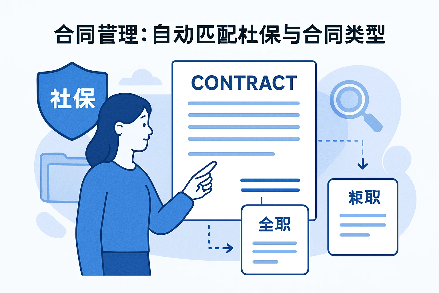 2. 合同管理：自动匹配社保与合同类型