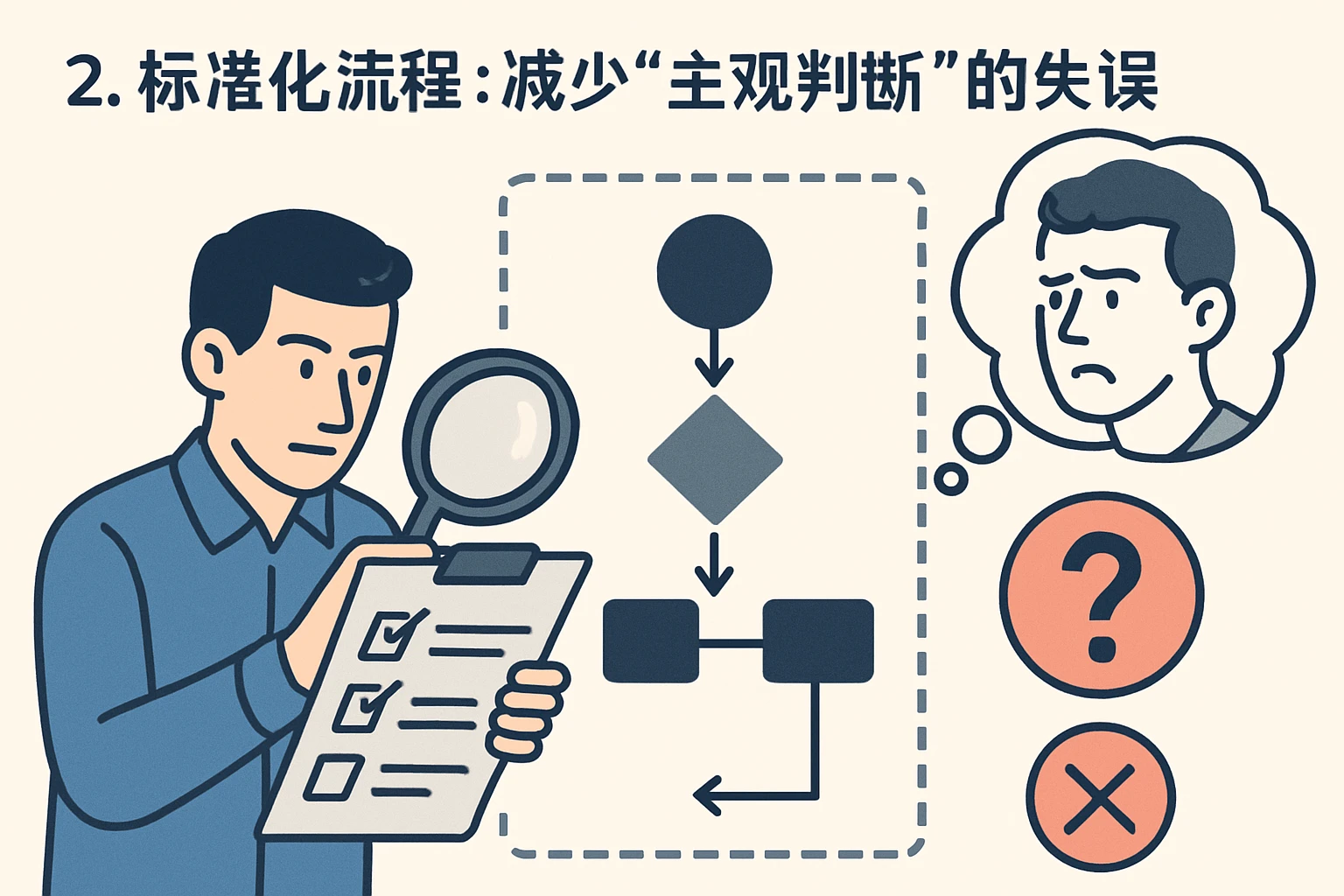 2. 标准化流程：减少“主观判断”的失误
