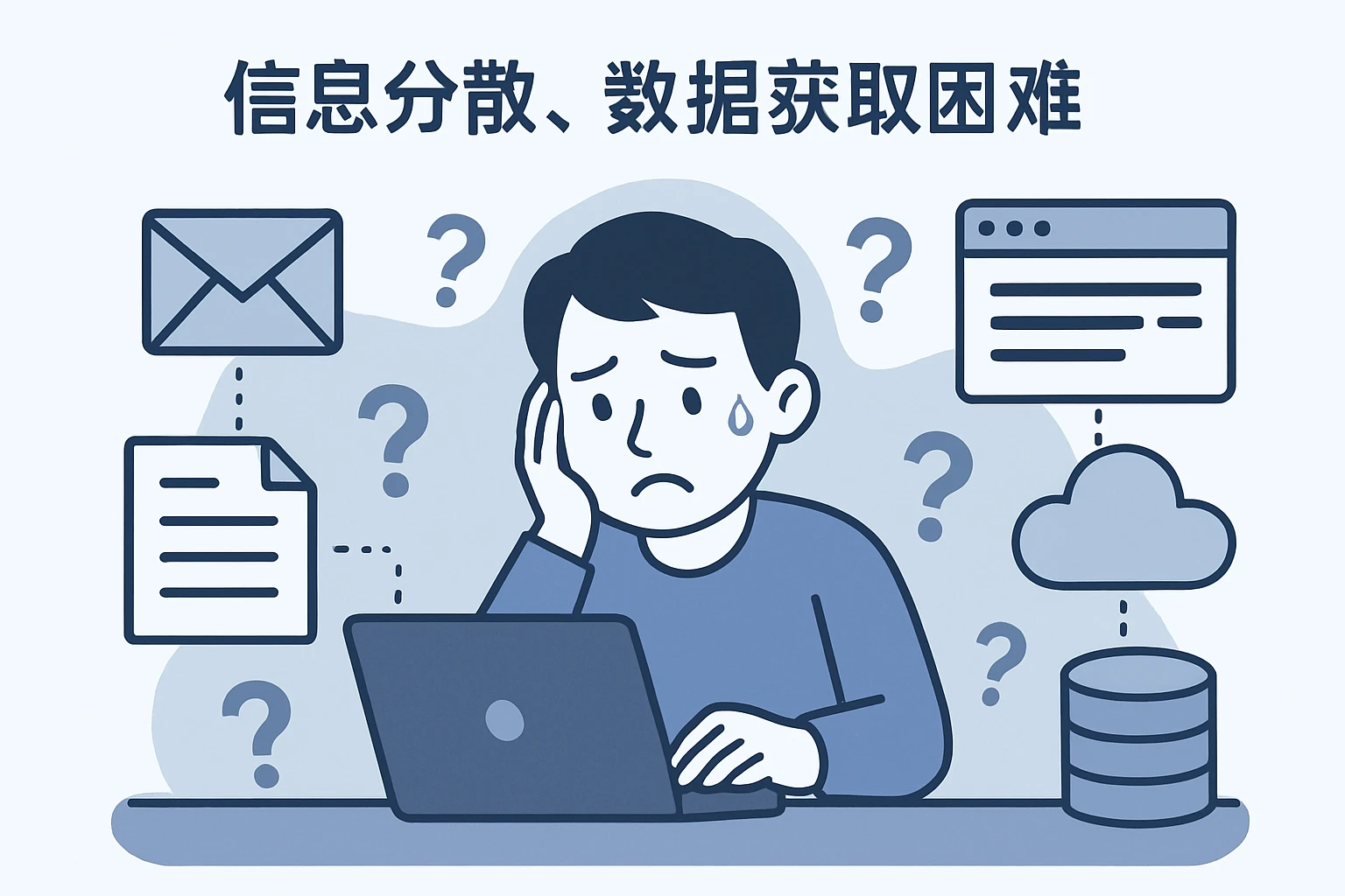 2. 信息分散，数据获取困难