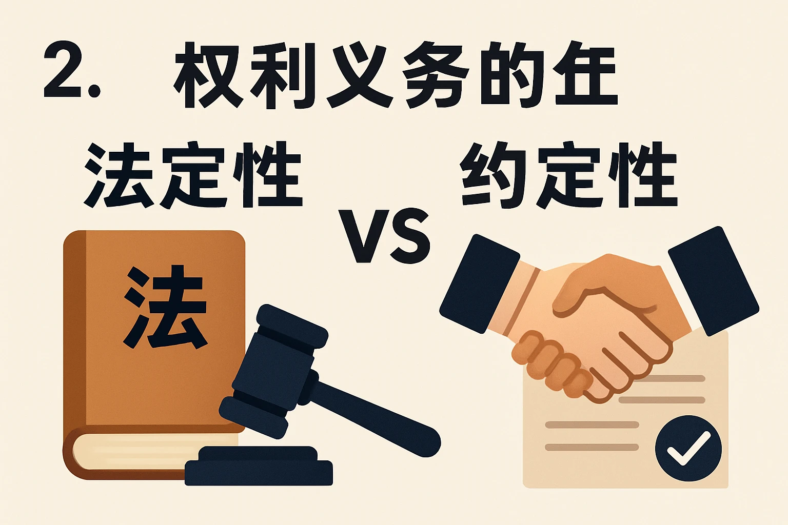 2. 权利义务的法定性 vs 约定性