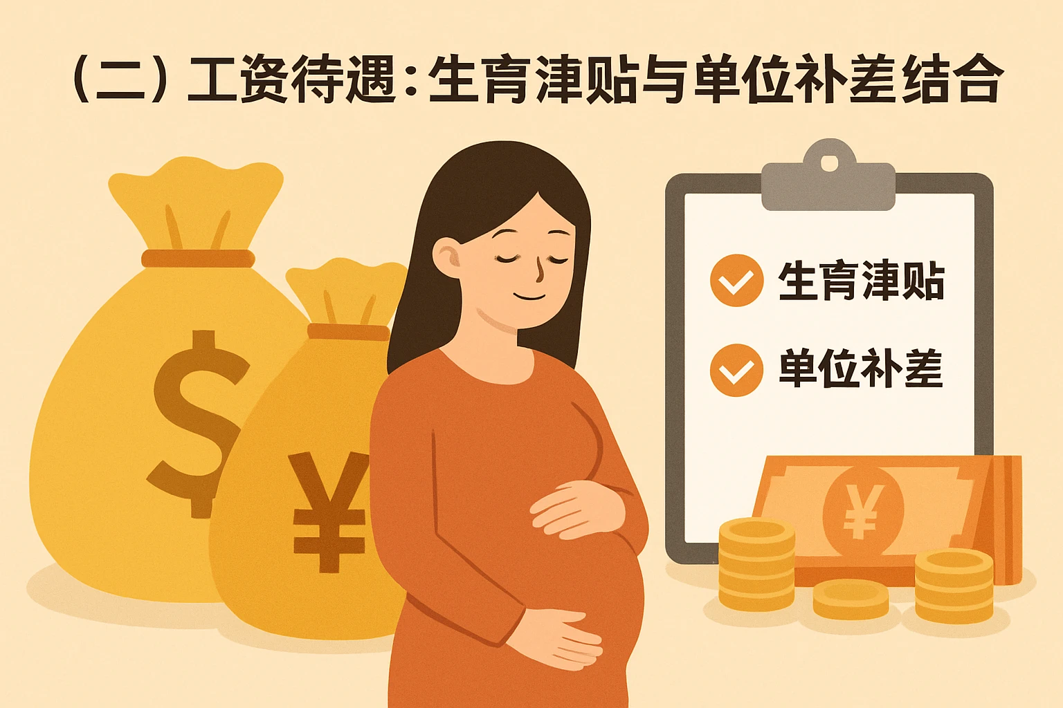 （二）工资待遇：生育津贴与单位补差结合