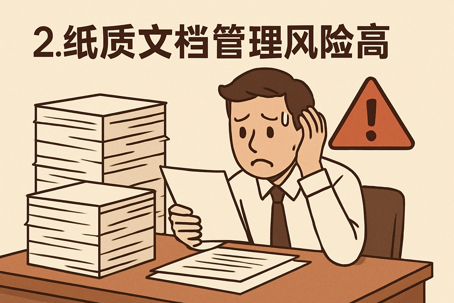 2. 纸质文档管理风险高