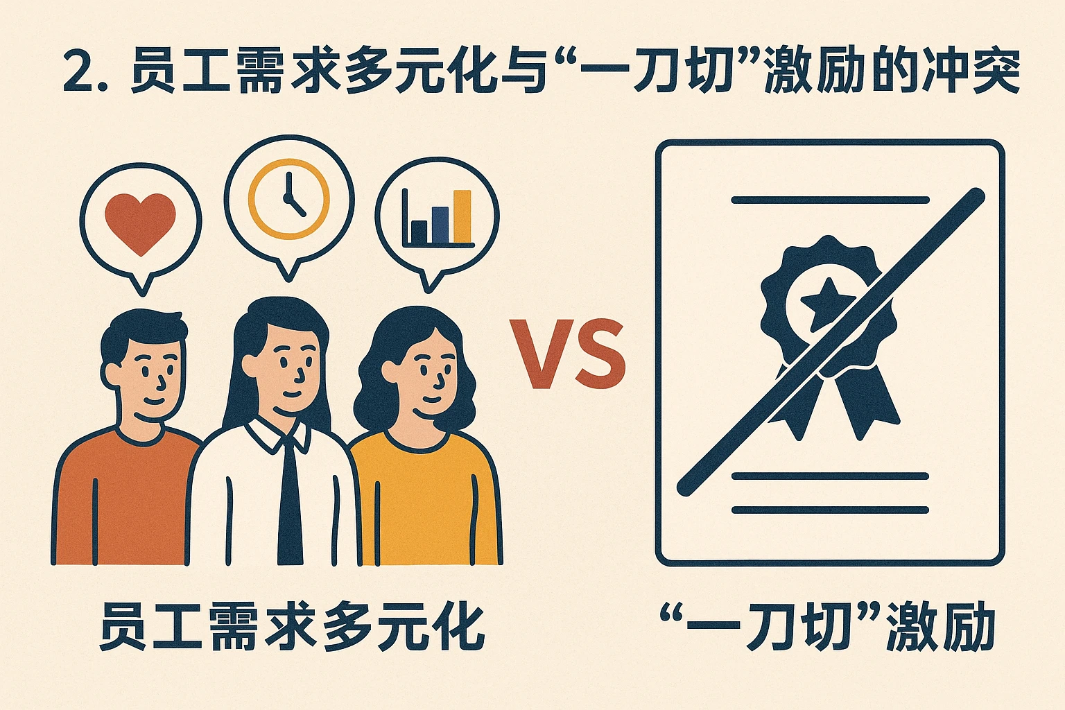 2. 员工需求多元化与“一刀切”激励的冲突